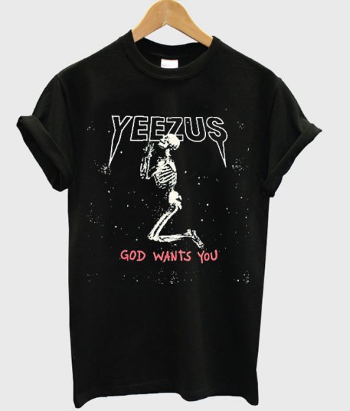 Yeezus Tour God Wants You Black Splatter Bleached T-Shirt