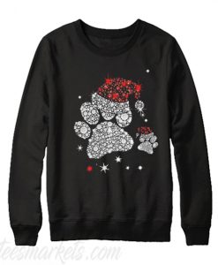 Premium Dog Footprint Santa Hat Sweatshirt