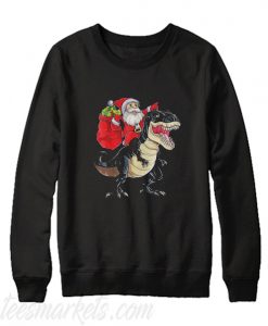 Santa Claus Riding T-Rex Dinosaur Christmas Sweatshirt