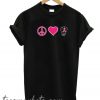 Peace Love Heart Ribbon Breast Cancer Awareness Junior Fit Ladies Tee Shirt 1685 New
