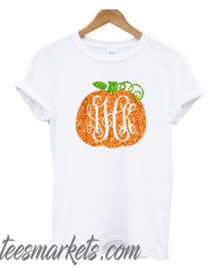 pumpkin vine monogram glitter sparkly new t-shirt