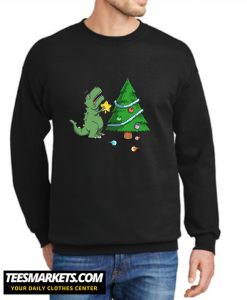 T rex trying to decorate a Christmas tree New Sweatshirt