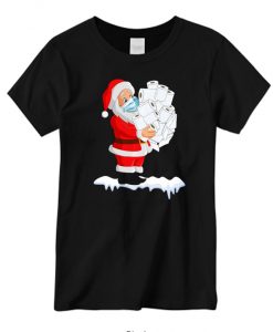 Official Santa Claus With Face Mask And Toilet Paper Gift Christmas 2020 New T-shirt