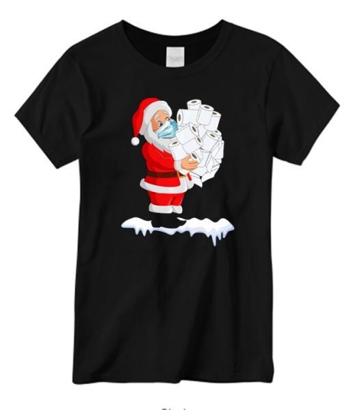 Official Santa Claus With Face Mask And Toilet Paper Gift Christmas 2020 New T-shirt