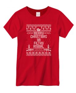 Merry Christmas Ya Filthy Animal graphic T-shirt
