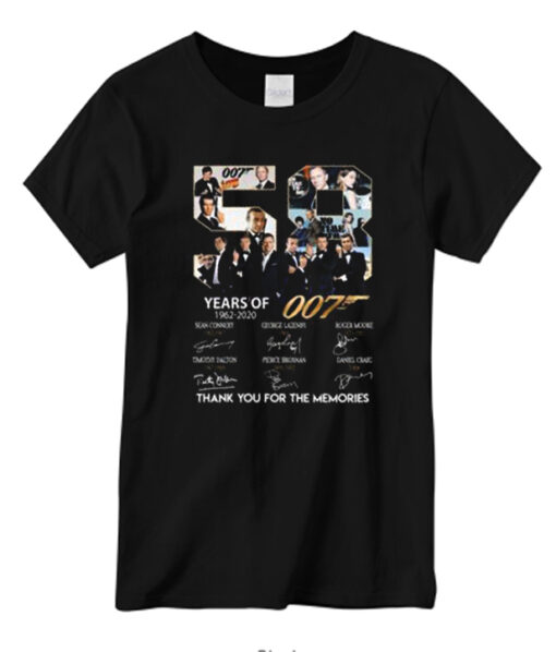 007 James Bond 56 Years Anniversary Actors Signatures For Fan T shirt007 James Bond 56 Years Anniversary Actors Signatures For Fan T shirt